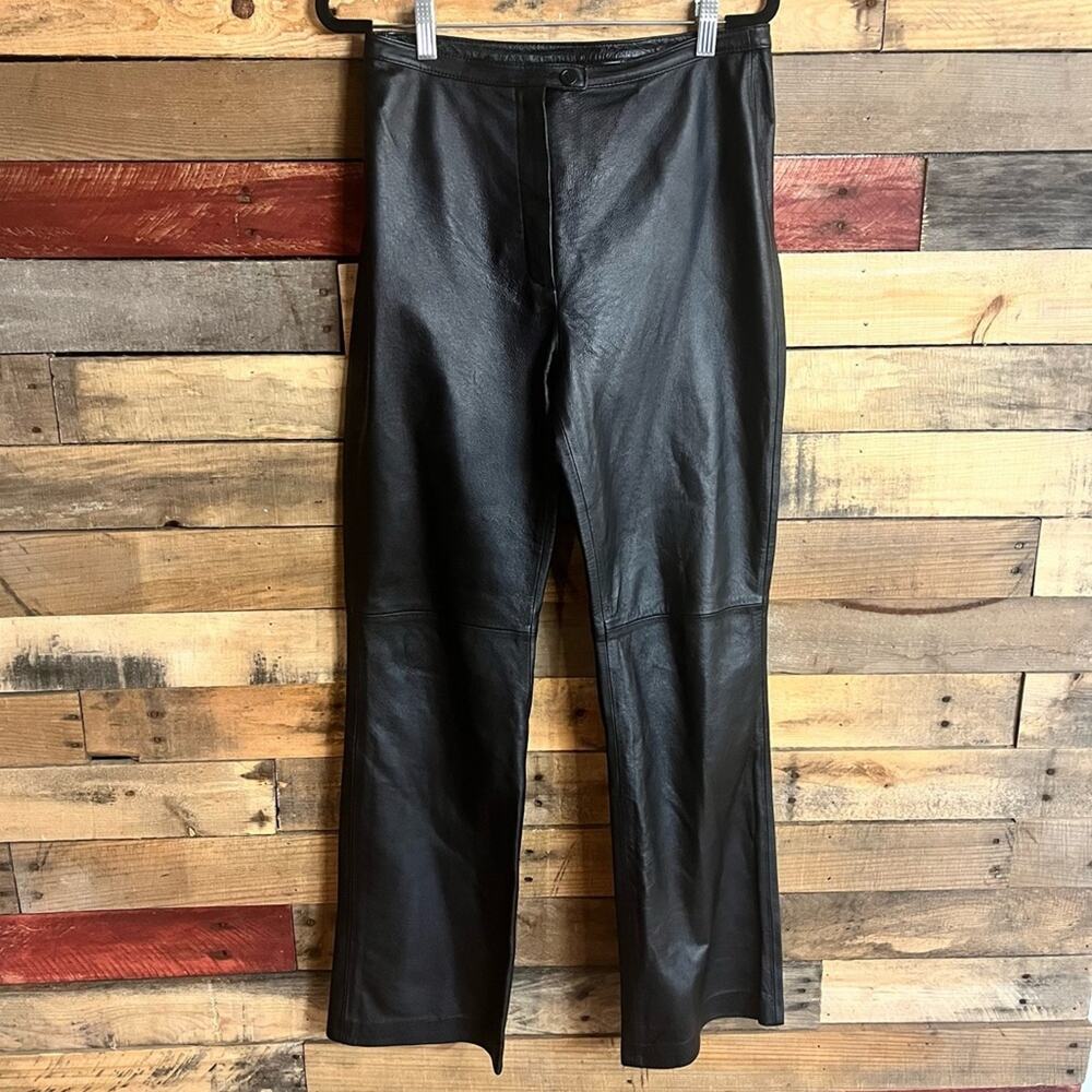 Newport News Easy Style Black Leather Pants Size 8